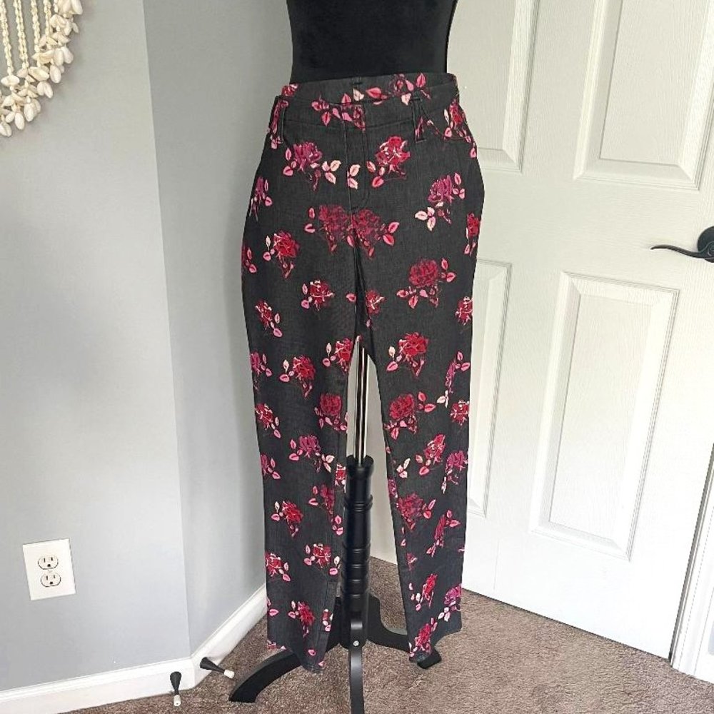 Pink/Red and Black Floral Jeans